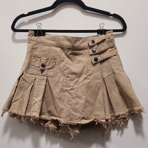 Dolls Kill Atmosphere Strappy Pleated Mini Skirt DARKER WAVS